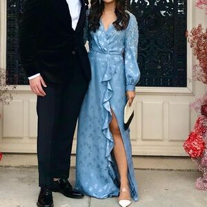 ASOS Blue Satin Wrap Dress